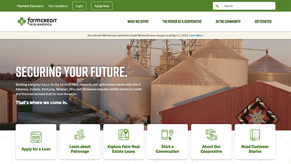 Screenshot of the Farm Credit Mid-America website