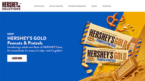 Screenshot of the Hershey Solutions website